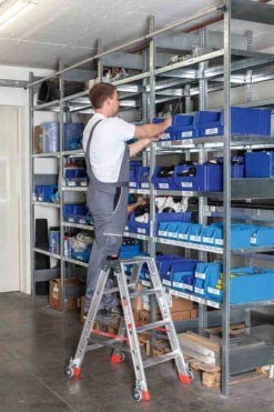 Nr. 30573 PREMIUM-Line Alu-Stufenstehleiter Mit Federrollen Und Feststellern 2x3 Stufen -Leiterwerkzeug Geschäft nr 30573 premium line alu stufenstehleiter mit federrollen und feststellernb9e71