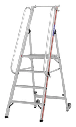 Plattformleiter Mit Kipprollen Und Langem Handlauf - 4 Stufen