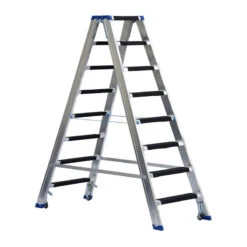 Ernst Stufenstehleiter Beidseitig Begehbar Mit Federdruckrollen, Aussteifungsstreben Und Antirutschbelag Beidseitig, 2x2 Stufen