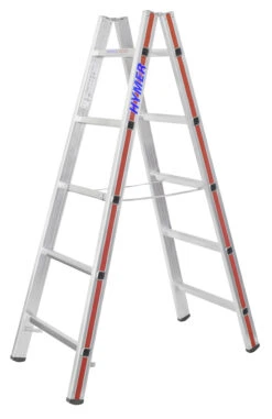 Sprossenstehleiter, Beidseitig Begehbar - 2x5 Sprossen