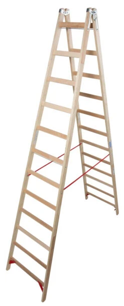 Stabilo Sprossen-Doppelleiter (Holz) 2x4 Sprossen -Leiterwerkzeug Geschäft stabilo sprossen doppelleiter holz holzleiter 2x12 sprossen