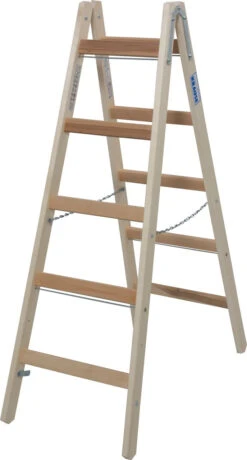 Stabilo Sprossen-Doppelleiter (Holz) 2x4 Sprossen -Leiterwerkzeug Geschäft stabilo sprossen doppelleiter holz holzleiter 2x5 sprossen