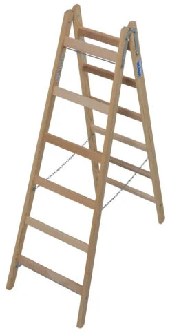 Stabilo Sprossen-Doppelleiter (Holz) 2x4 Sprossen -Leiterwerkzeug Geschäft stabilo sprossen doppelleiter holz holzleiter 2x6 sprossen