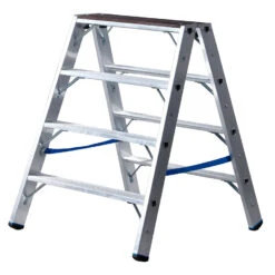 Stabilo Stufen-Doppelleiter Mit Holzauflage