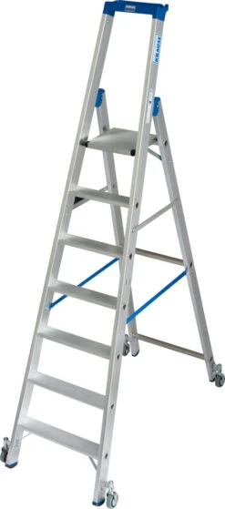 Stabilo Stufen-Stehleiter, Fahrbar 4 Sprossen/Stufen -Leiterwerkzeug Geschäft stabilo stufen stehleiter fahrbar 7 stufen