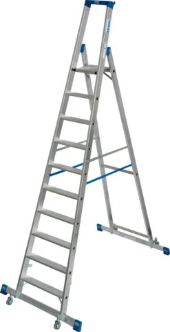 Stabilo Stufen-Stehleiter, Fahrbar Mit Traverse 6 Sprossen/Stufen -Leiterwerkzeug Geschäft stabilo stufen stehleiter fahrbar mit traverse 10 stufen