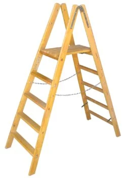Stehbrettleiter M. Hartholzst., 5 Stufen, 1,23m Standhöhe