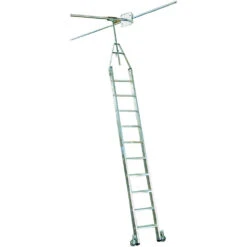 Stufen-Regalleiter Für Doppelregal Mit Rundrohr-Schienenanlage, 6 Stufen -Leiterwerkzeug Geschäft stufen regalleiter doppelregal rundrohr schienenanlage 9 stufene455e