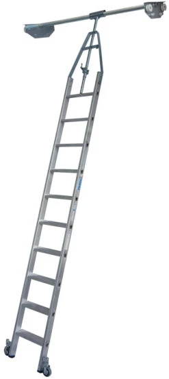 Stufen-Regalleiter Für Doppelregal Mit Rundrohr-Schienenanlage, 6 Stufen -Leiterwerkzeug Geschäft stufen regalleiter f r doppelregal mit rundrohr schienenanlage 10 stufen