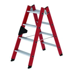 Stufen-Stehleiter, Beidseitig Begehbar GFK/Alu, 2x4 Stufen
