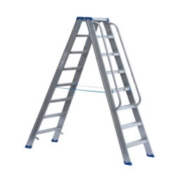 Ernst Stufenstehleiter Beidseitig Begehbar Mit Handlauf Links Und Rechts Auf Einer Seite Und Antirutschbelag Auf Beiden Seiten, 2x6 Stufen